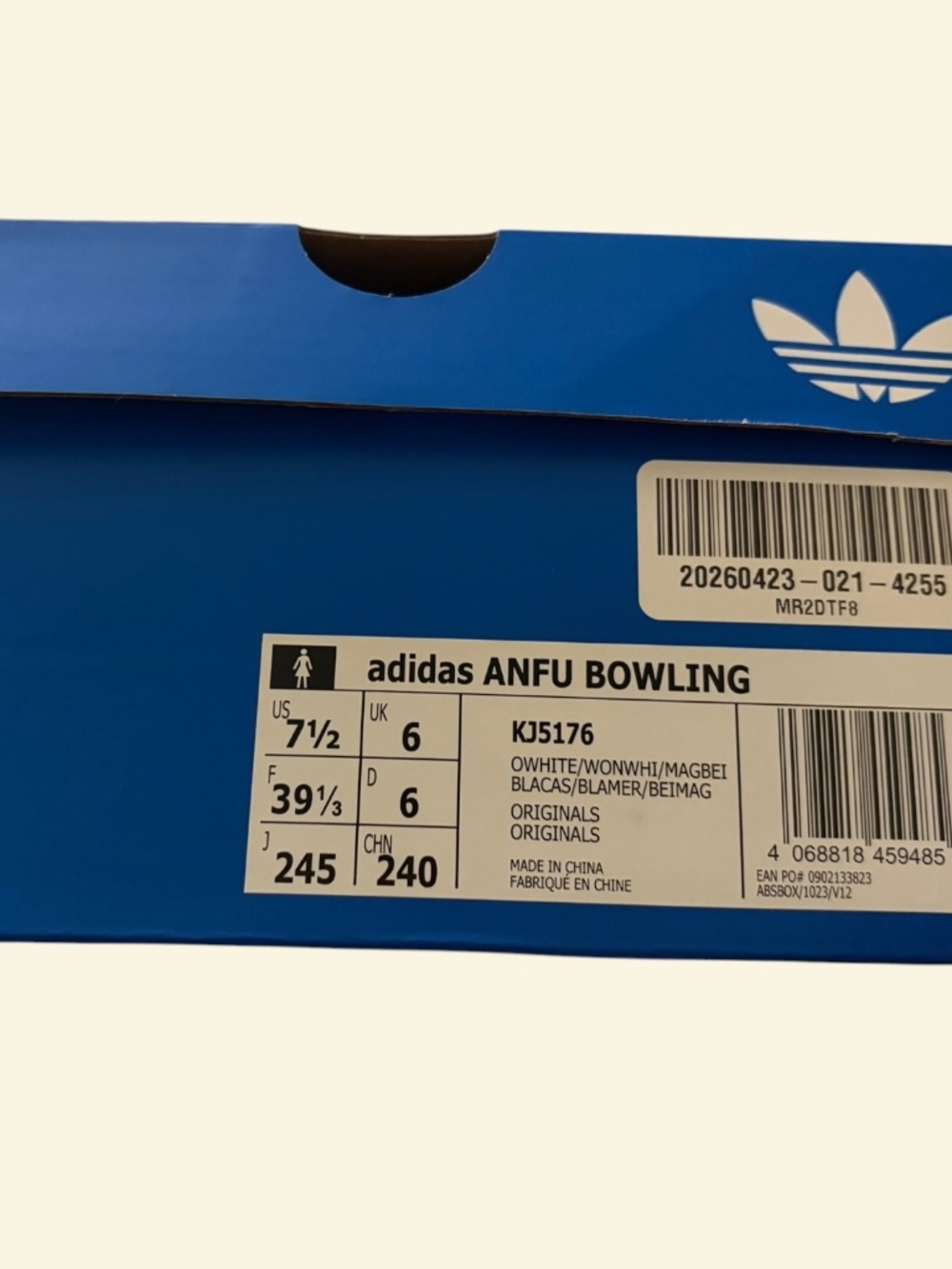 NWT Adidas Originals Anhu Bowling Shoe Cream Tan - Picture 9 of 9